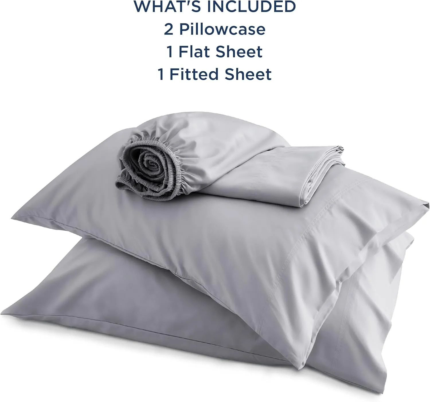 Bedsure Queen Sheets, Rayon Derived from Bamboo, Queen Cooling Sheet Set, Deep Pocket Up to 16", Breathable & Soft Bed Sheets, Hotel Luxury Silky Bedding Sheets & Pillowcases, Silver Grey