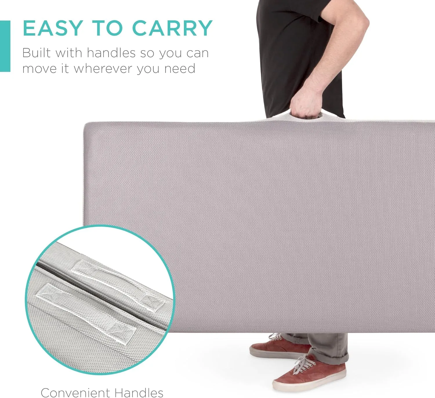 Best Choice Products 4in Portable Twin-Size Mattress, Tri-Fold Mattress for Camping, Guest, Toddler, Foam Plush w/Carry Case - Grey