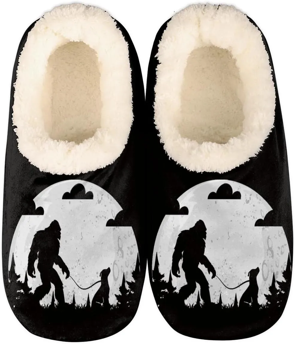 Bigfoot Home Slippers Women Men, Fluffy Slippers, Warm Fleece Lined Shoes Cozy Plush Non-Slip House Slippers for Indoor and Outdoor
