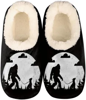Bigfoot Home Slippers Women Men, Fluffy Slippers, Warm Fleece Lined Shoes Cozy Plush Non-Slip House Slippers for Indoor and Outdoor,M