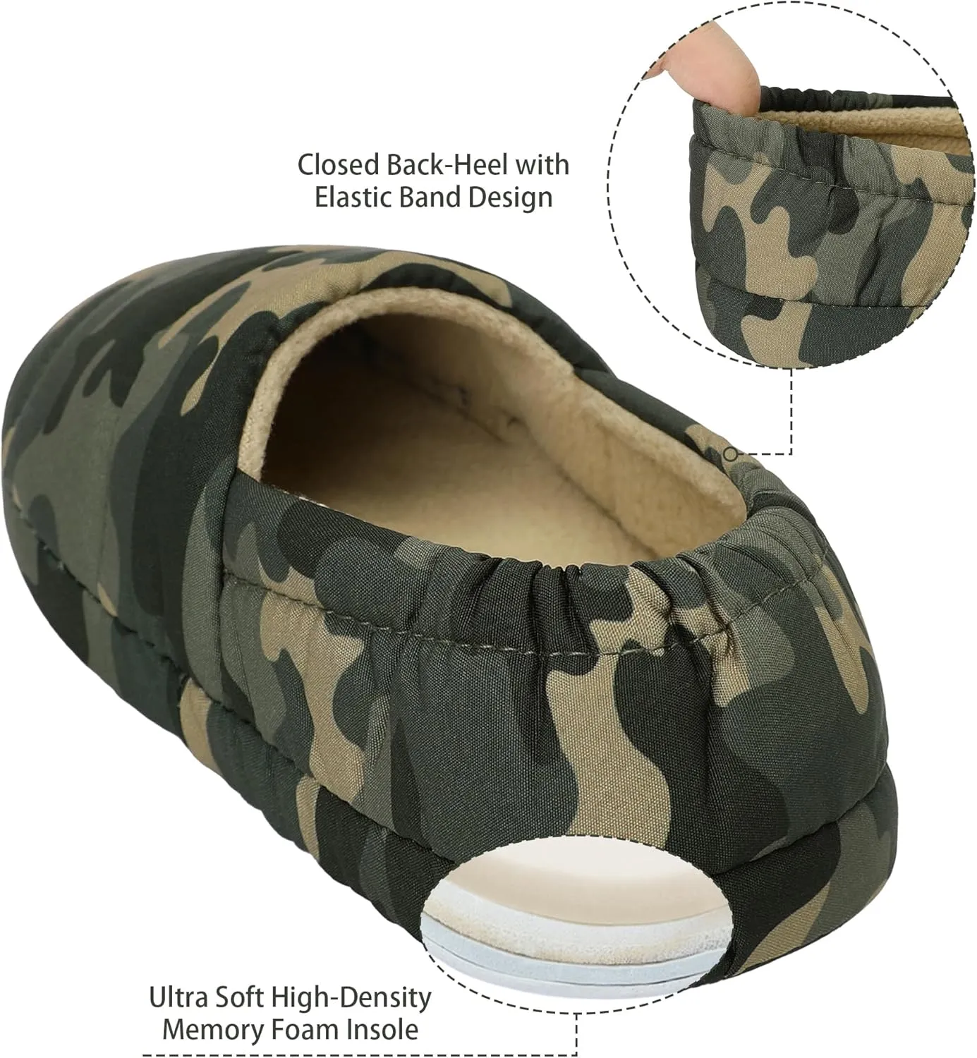 Bigwow Toddler Boys Girls Camo Slippers Little Kid Slip On House Slipper with Memory Foam Non Slip Cozy Warm Indoor Outdoor Shoes