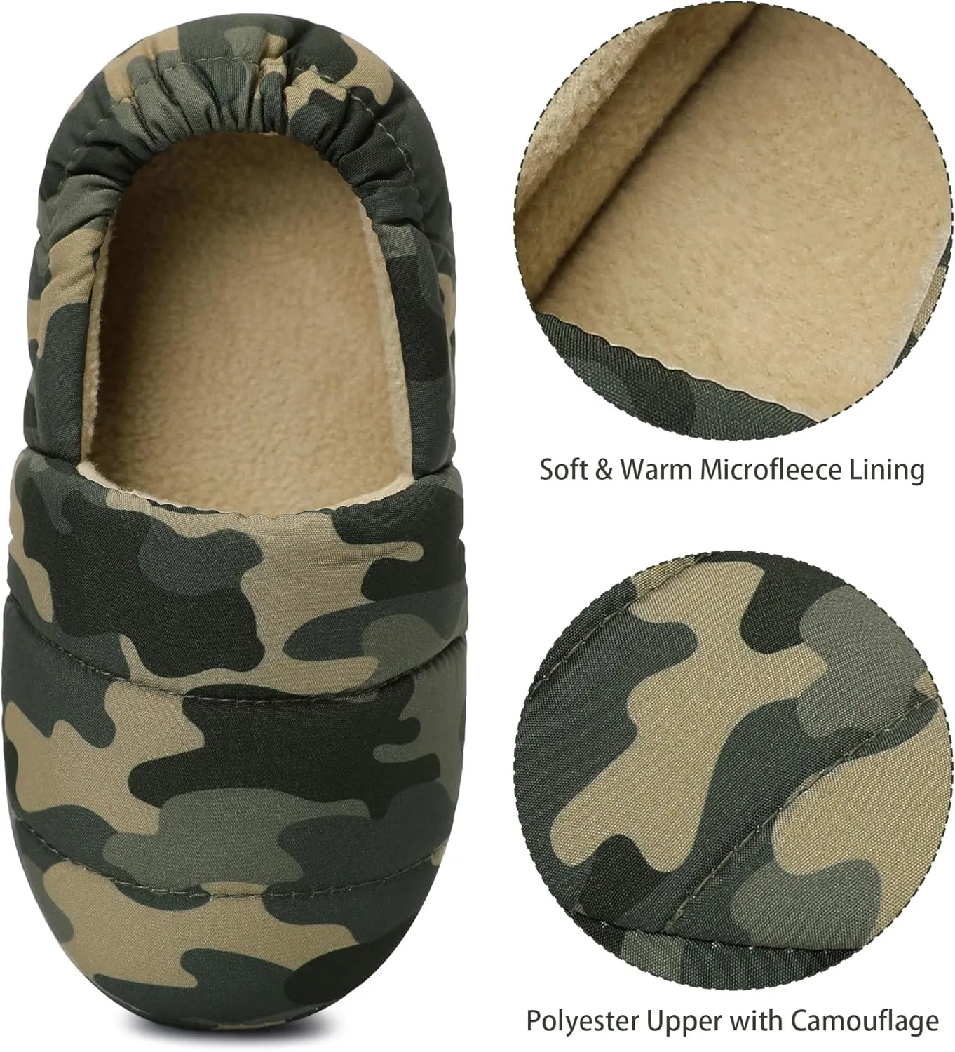 Bigwow Toddler Boys Girls Camo Slippers Little Kid Slip On House Slipper with Memory Foam Non Slip Cozy Warm Indoor Outdoor Shoes