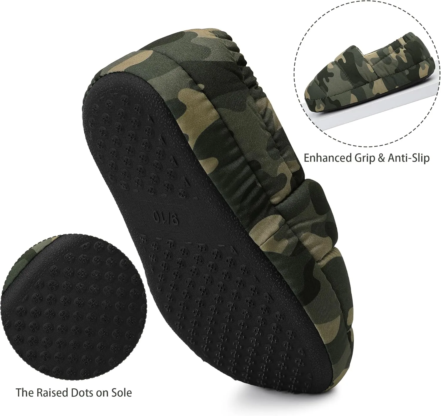 Bigwow Toddler Boys Girls Camo Slippers Little Kid Slip On House Slipper with Memory Foam Non Slip Cozy Warm Indoor Outdoor Shoes