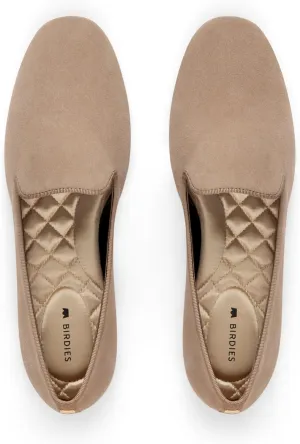 Birdies Women's Starling, Slip-On Flats, Comfortable Casual Dressy Shoes, New Latte Suede, 9.5