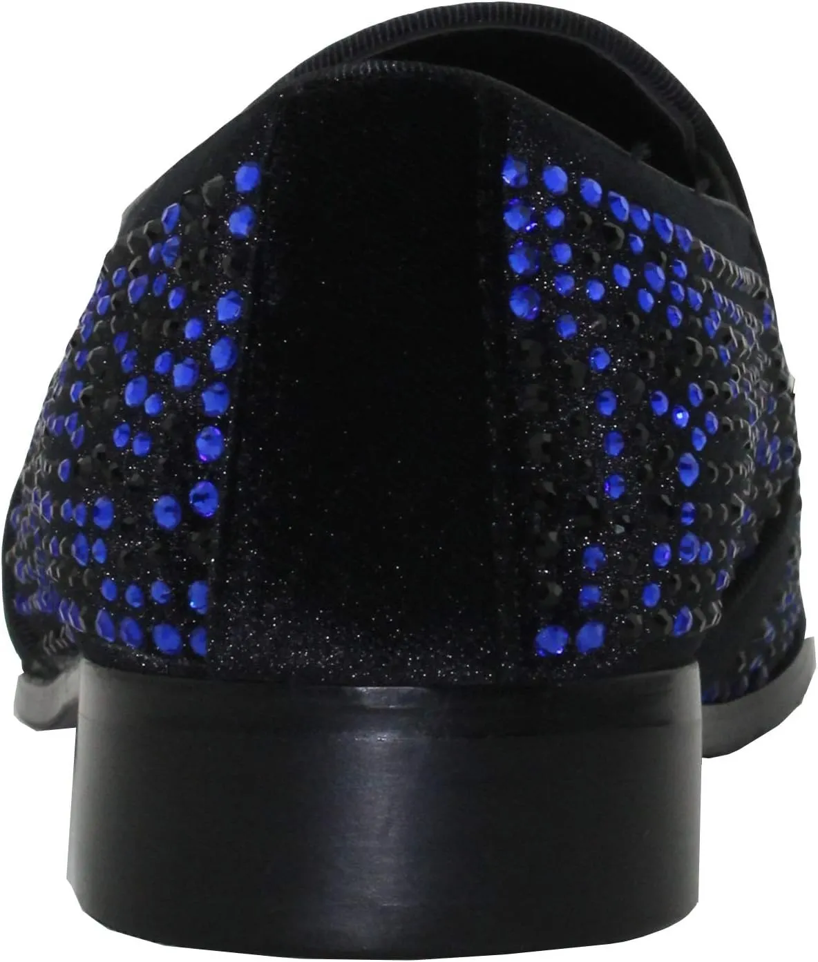 Bolano x Amali Men's Dress Loafers with Rhinestones, Slip-On, Tuxedo Loafer Shoes for Men, Pointed Toe with Metal Tip, Size Up
