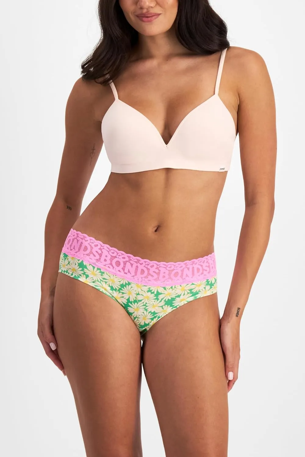 Bonds Women's Underwear Hipster Pack, Lace-top Icons Hipster Panties for Women, Stretchy Cotton-blend Underwear, 3-pack