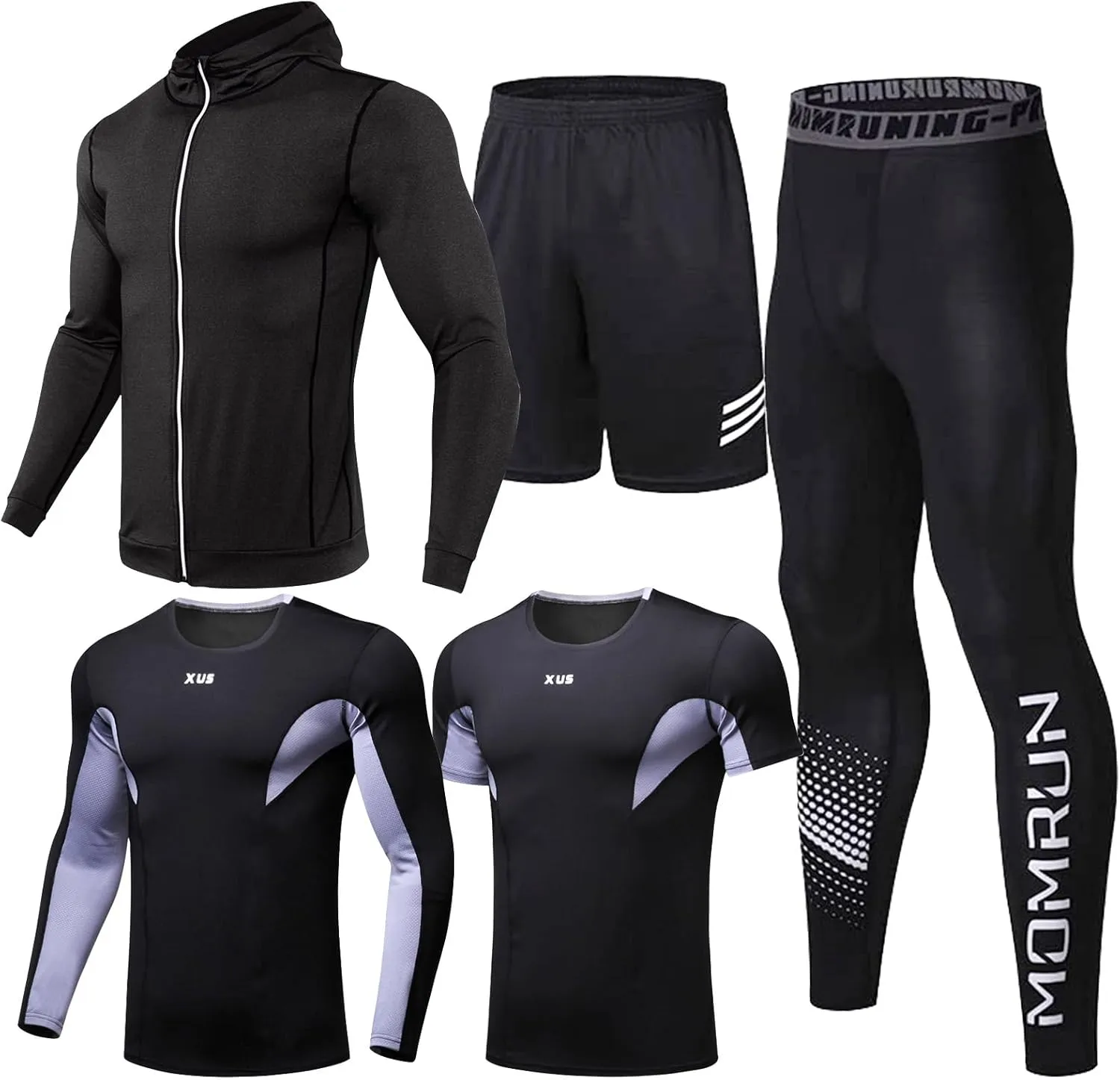 BOOMCOOL 5PCS Gym Clothes for Men Workout Sets