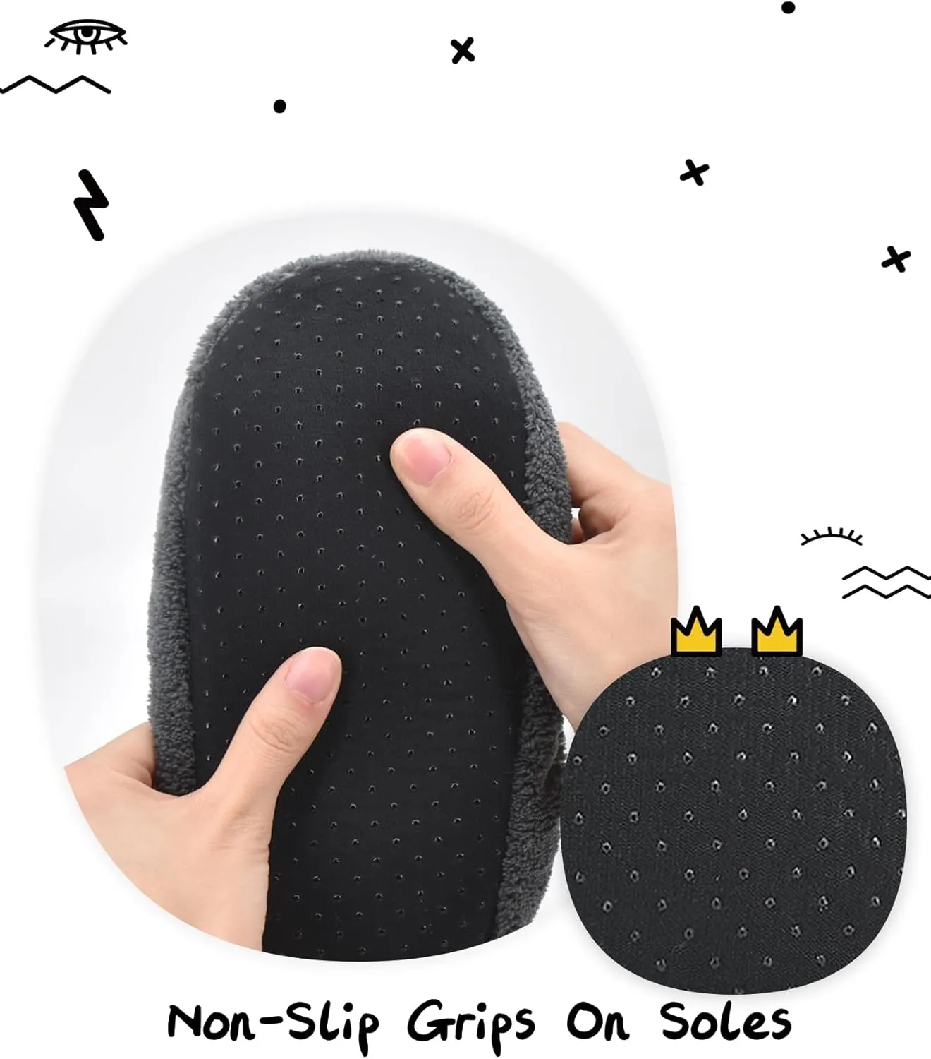 Boys House Slippers With Non Skid Bottoms, Cute Animal Slipper Socks With Grippers For Big Kids, Cozy Soft Sole Warm Fuzzy House Shoes