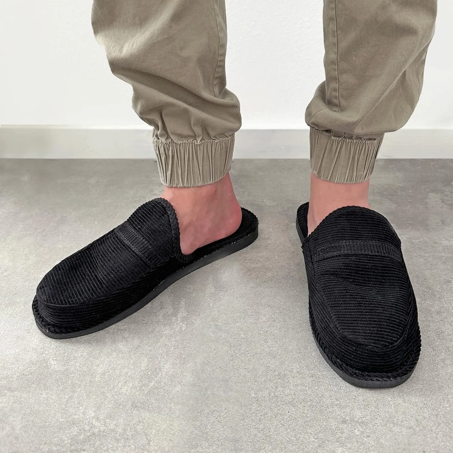 Bright Men's Open Back Slip On Corduroy House Slippers
