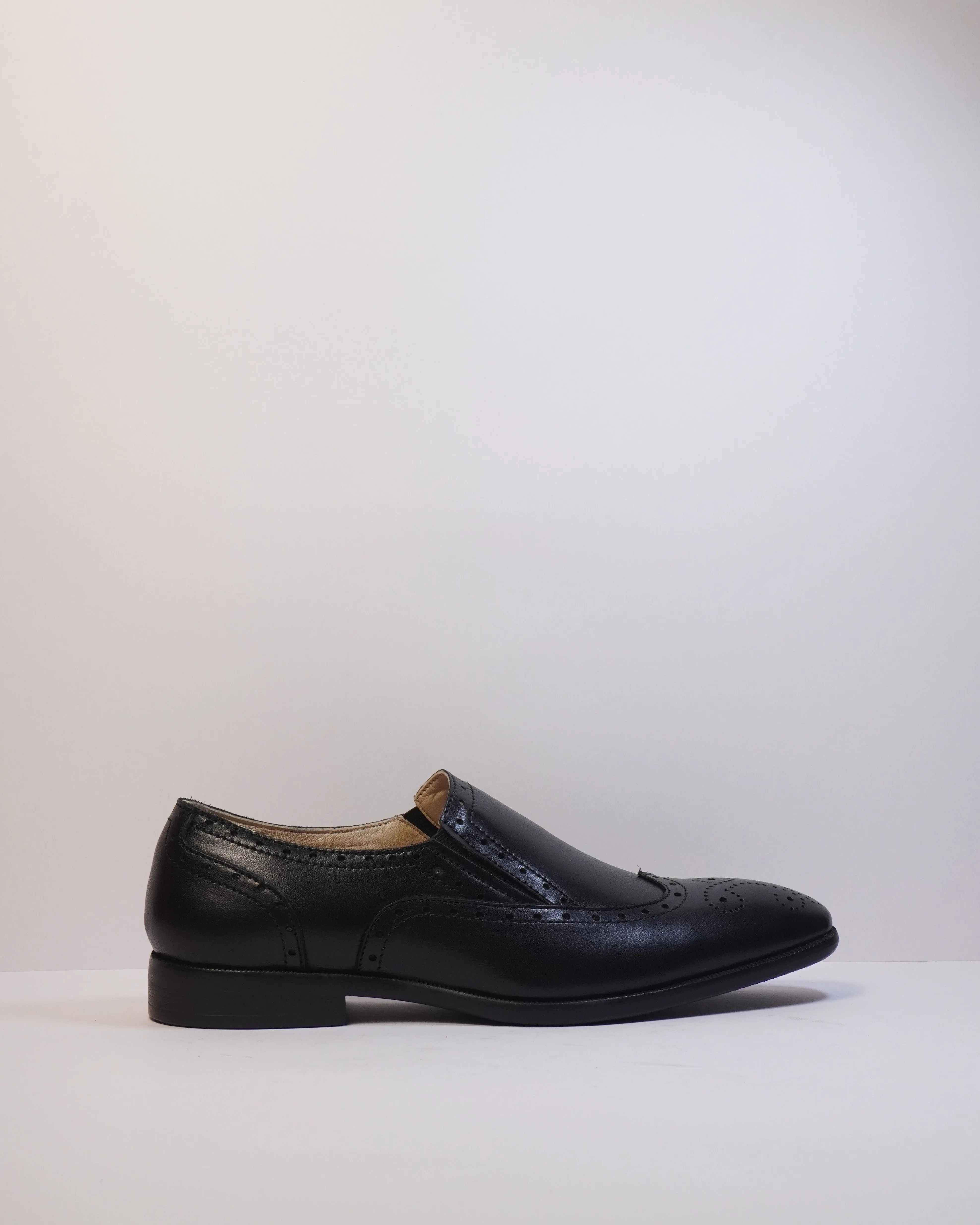 Brogue Slip-On Shoes Black
