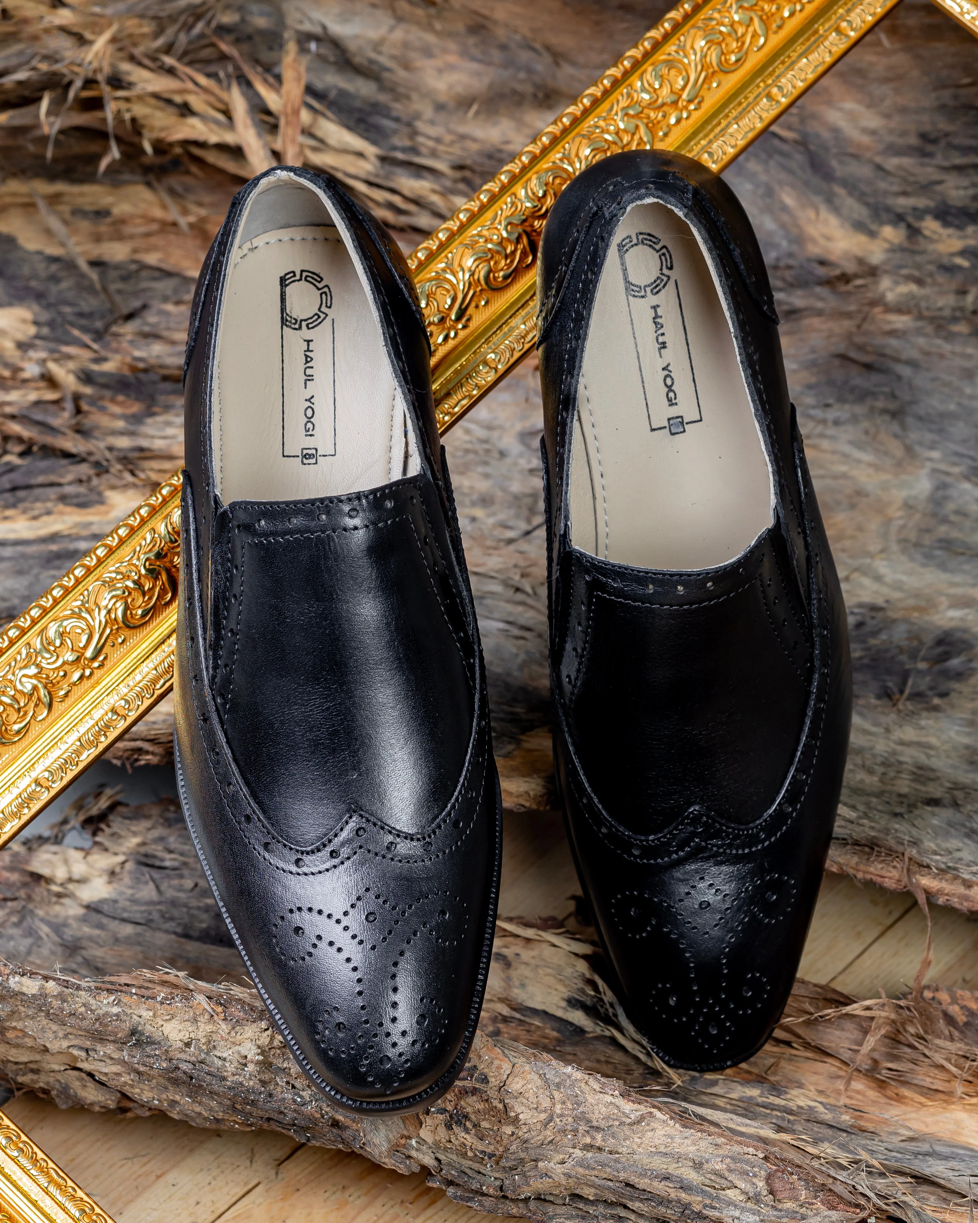 Brogue Slip-On Shoes Black
