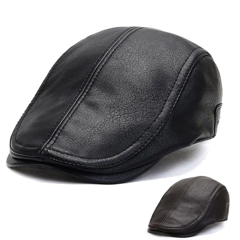 Bruk Vintage Leather Flat Cap