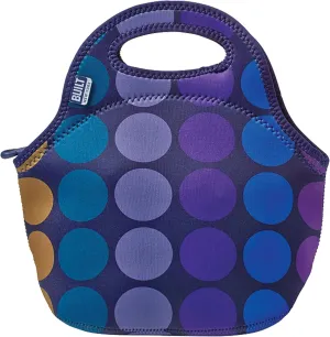 BUILT Gourmet Getaway Soft Neoprene Lunch Tote, Lightweight, Insulated, and Reusable, One Size, Plum Dots