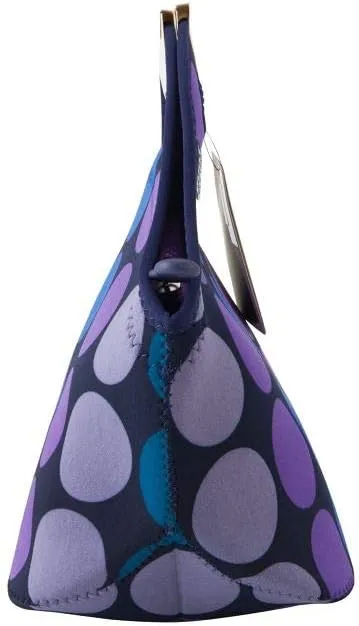 BUILT Gourmet Getaway Soft Neoprene Lunch Tote, Lightweight, Insulated, and Reusable, One Size, Plum Dots