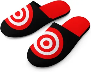 Bullseye Target Bulls Eye Red White Women's Flannel Slippers Comfort Closed Toe Slip On House Shoes Indoor
