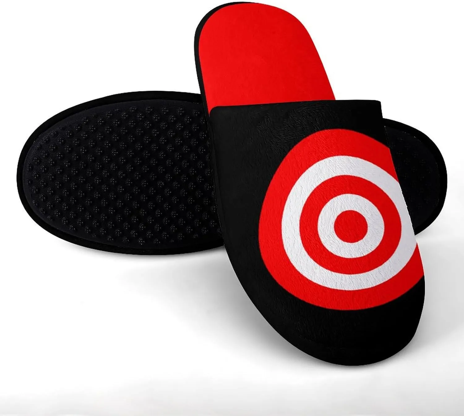 Bullseye Target Bulls Eye Red White Women's Flannel Slippers Comfort Closed Toe Slip On House Shoes Indoor