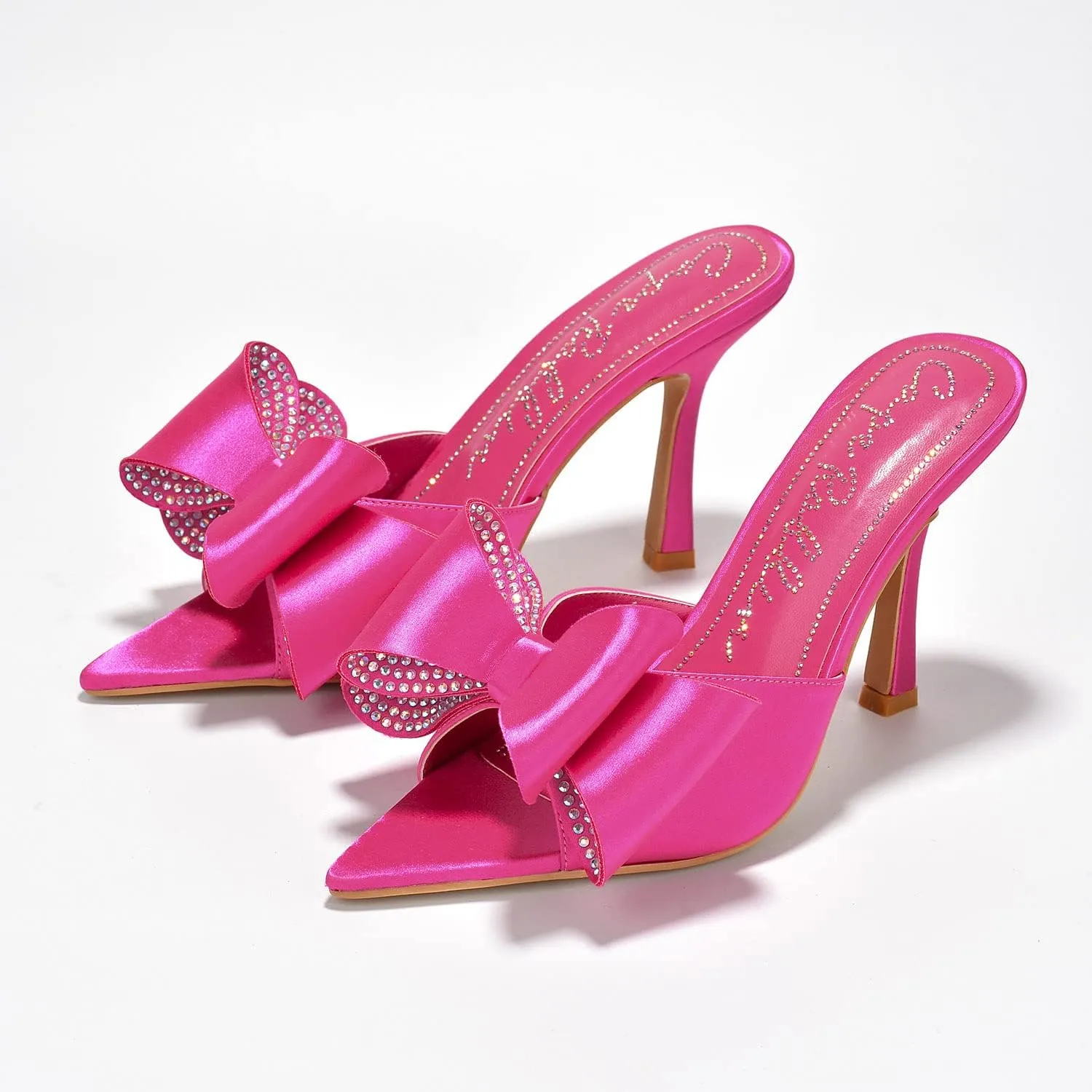 Cape Robbin Bellani Rhinestone Bow Pointy High Heels (Bellani)