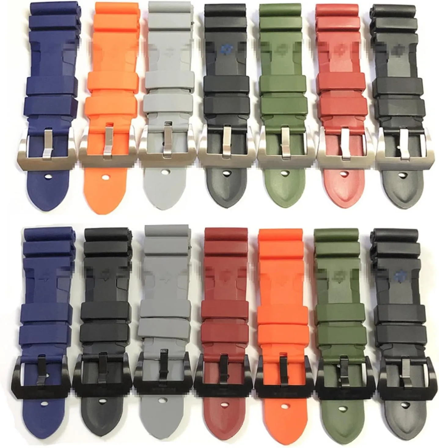 CAREG WatchBand Compatible With Panerai 441 Soft Natural Rubber Silicone 24 26mm Watch Accessories Watch Bracelet Man Pin Buckle Strap Durable