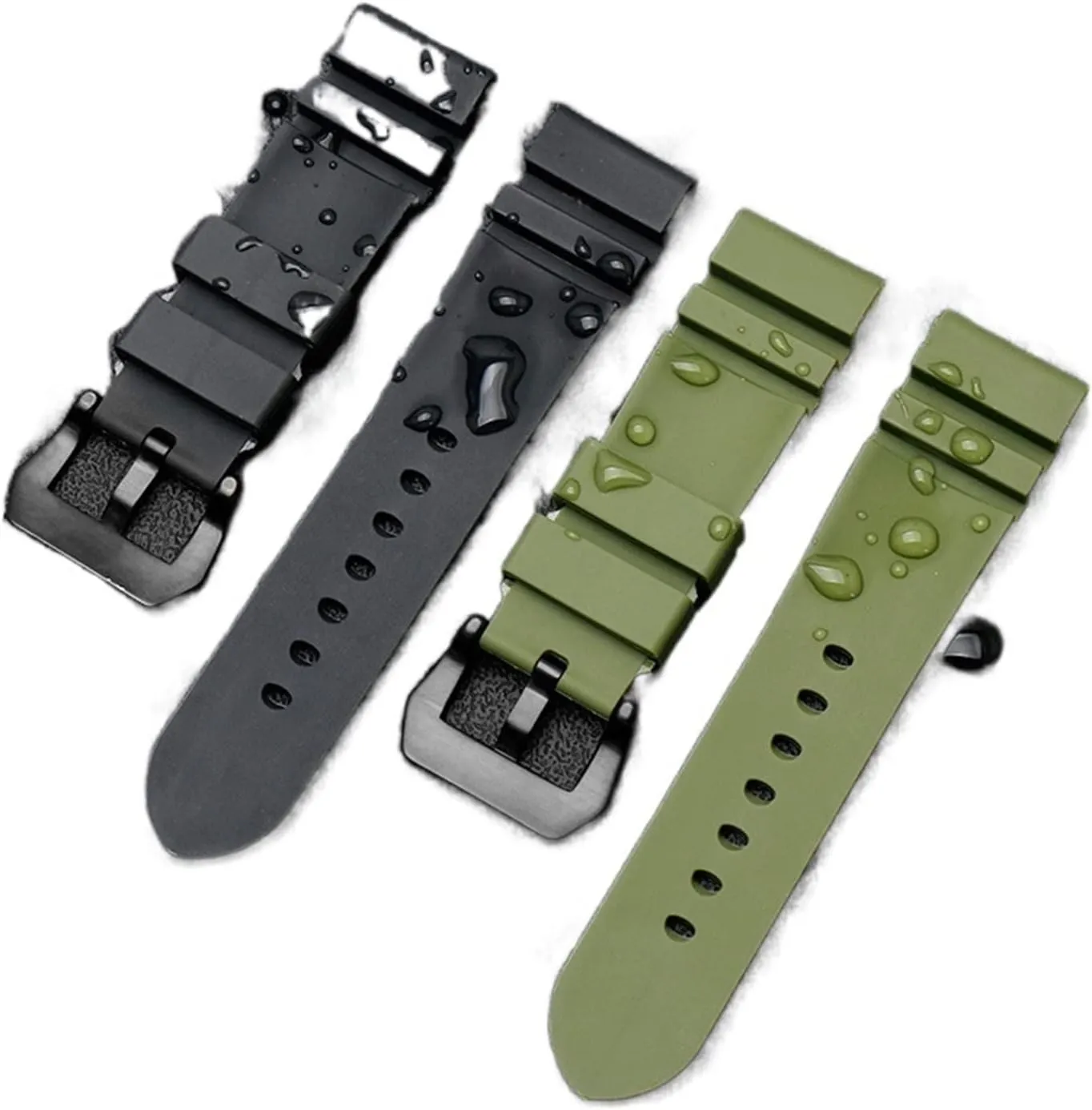 CAREG WatchBand Compatible With Panerai 441 Soft Natural Rubber Silicone 24 26mm Watch Accessories Watch Bracelet Man Pin Buckle Strap Durable