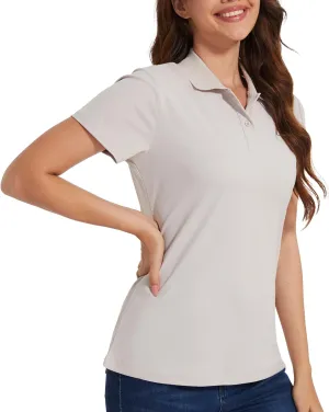Casei Womens Polo Shirts Golf Shirts Quick Dry Moisture Wicking Black and White Polo Shirt