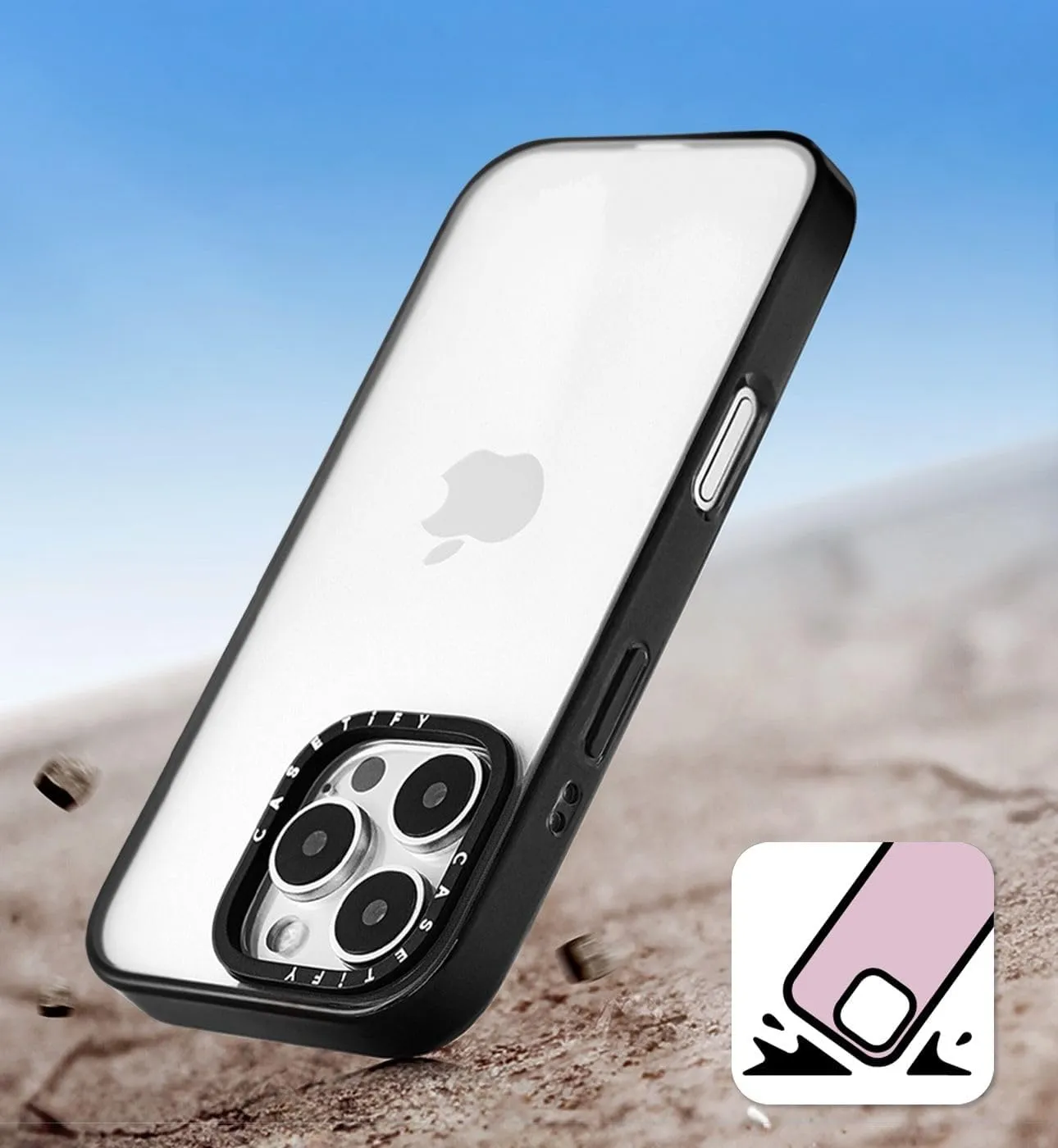 CASETiFY Compact iPhone 15 Pro Max Case [4 ft. 2X Military Grade Drop Protection/Slim/Lightweight] - Clown Kitty - Clear Black