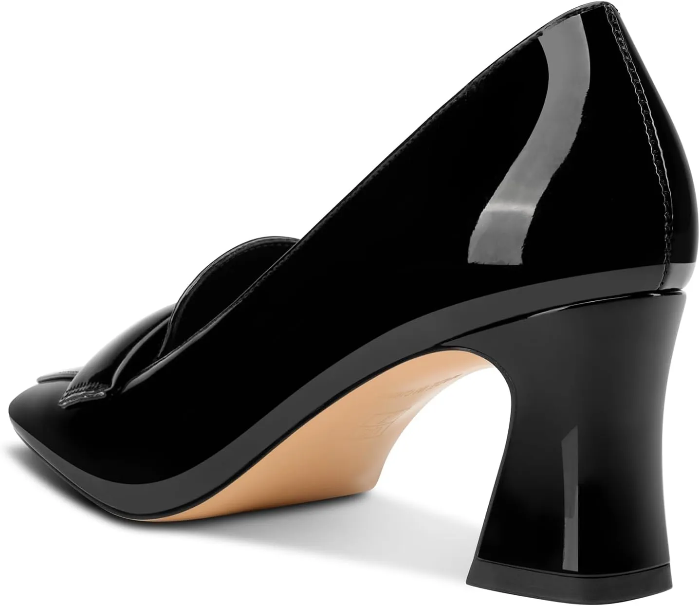 Castamere Womens Chunky Block Mid Heel Square Toe Pumps Slip-on Office Dress Patent Leather Loafers Shoes 2.8 Inches Heels