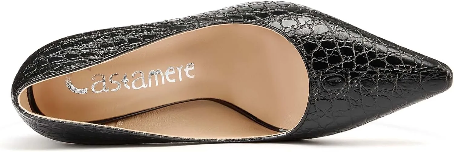 Castamere Womens High Chunky Block Heel Close Square Toe Pumps Slip-on Dress Office Casual Pumps Shoes 3.9 Inches Heels