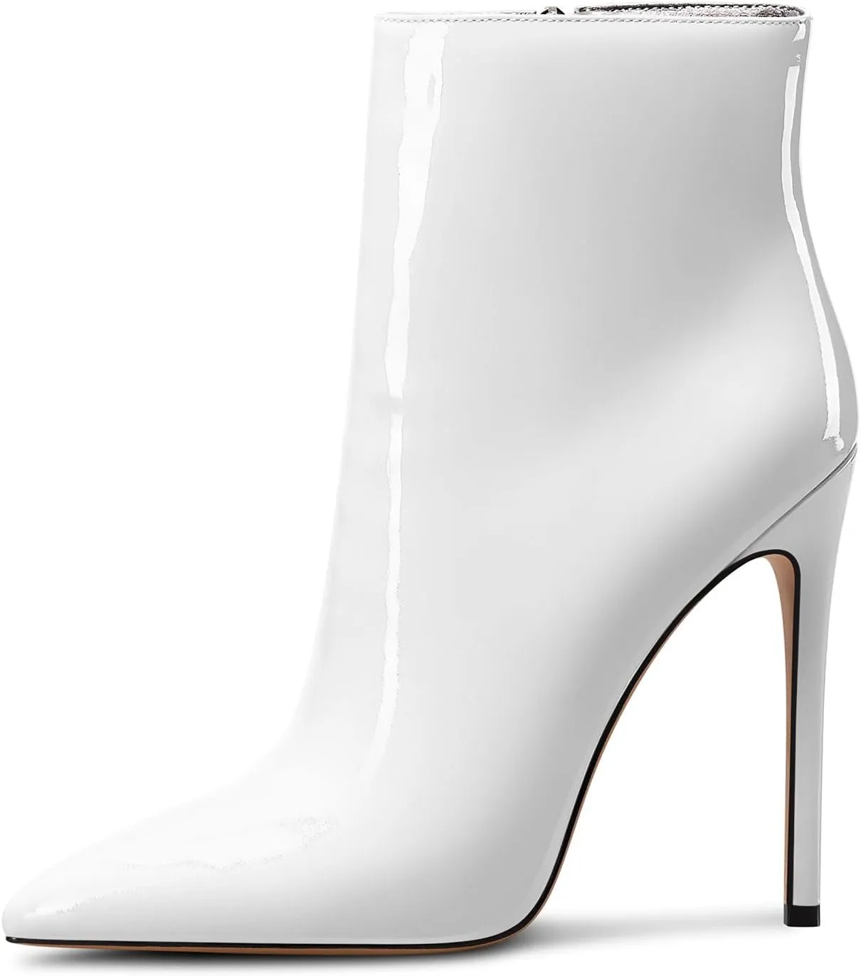 Castamere Womens High Heel Ankle Boots Pointed Toe Slip-on Stiletto Boot with Zipper 12CM Heels