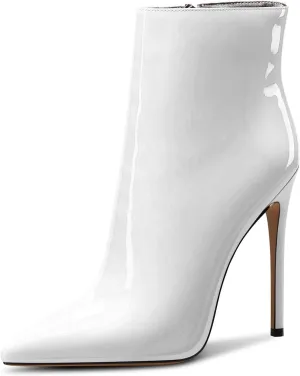 Castamere Womens High Heel Ankle Boots Pointed Toe Slip-on Stiletto Boot with Zipper 12CM Heels