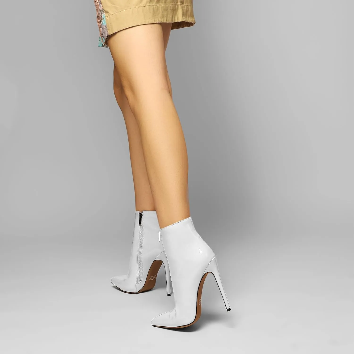 Castamere Womens High Heel Ankle Boots Pointed Toe Slip-on Stiletto Boot with Zipper 12CM Heels