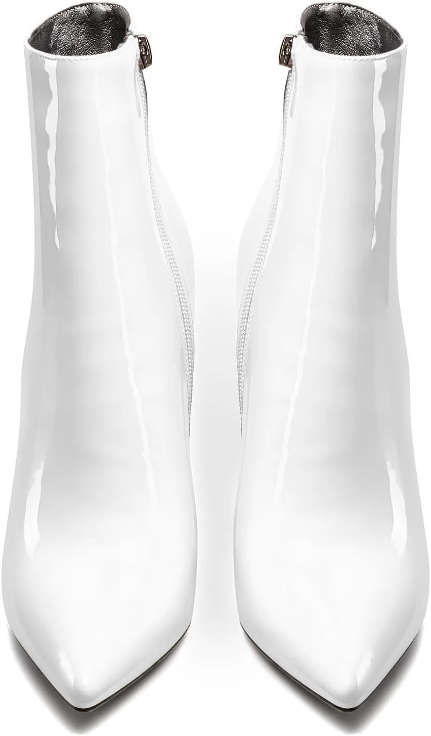 Castamere Womens High Heel Ankle Boots Pointed Toe Slip-on Stiletto Boot with Zipper 12CM Heels