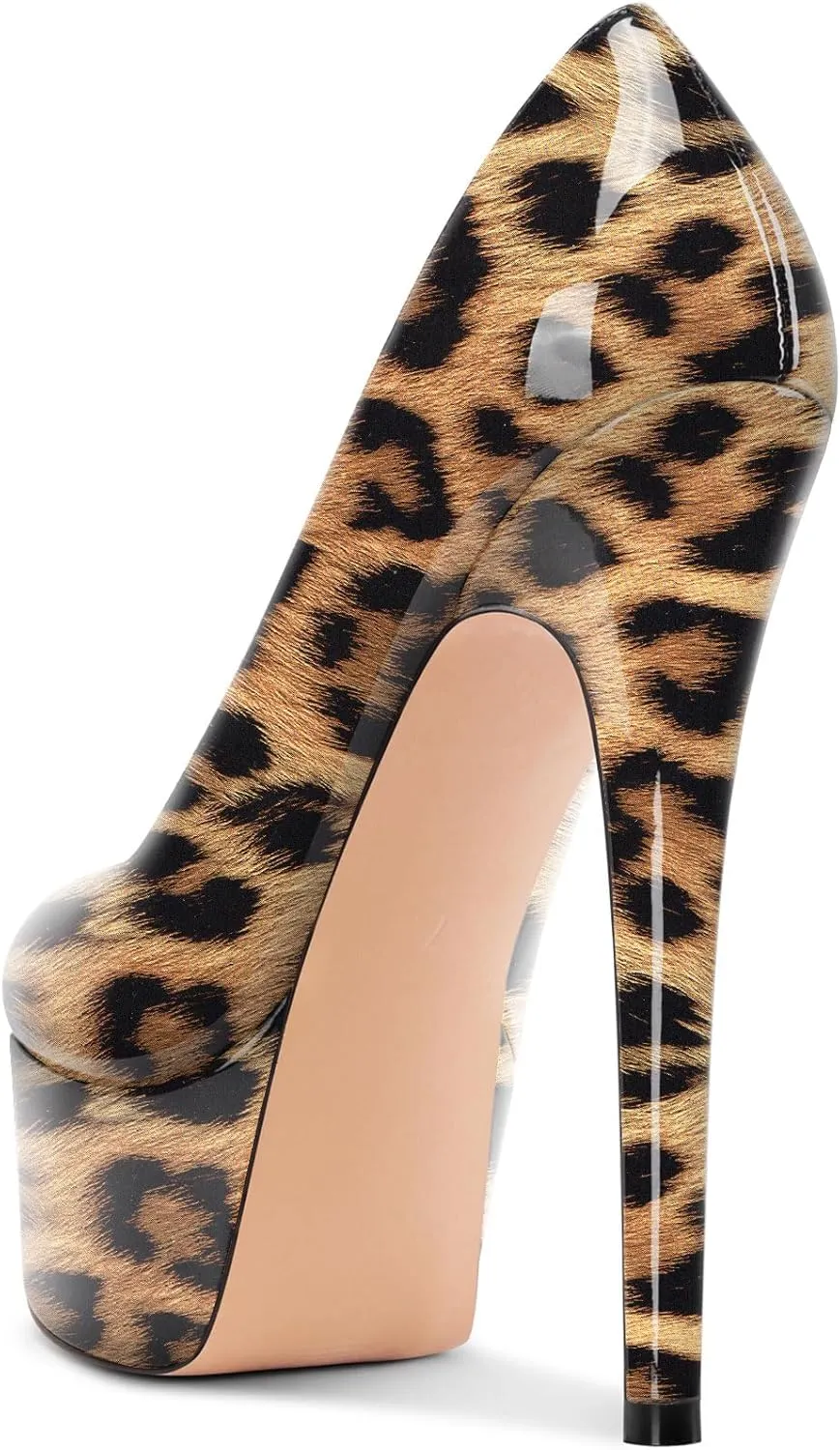 Castamere Womens Stiletto High Platform Heel Round Toe Pumps Slip-on Party Dress Patent Leather 5.9 Inches Heels