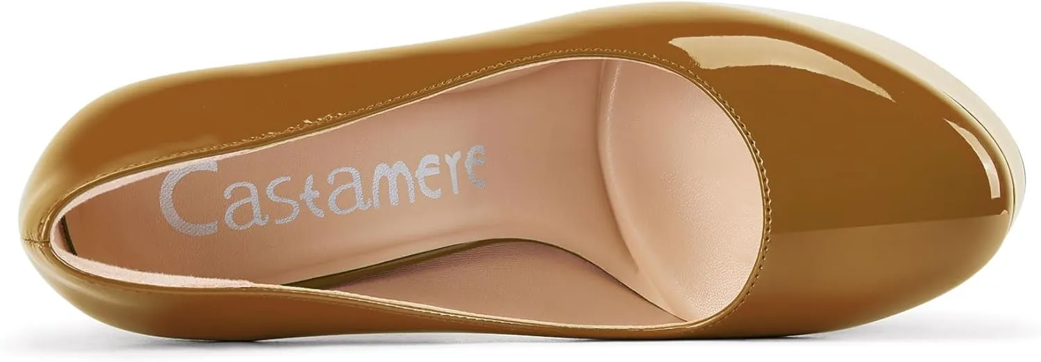 Castamere Womens Stiletto High Platform Heel Round Toe Pumps Slip-on Party Dress Patent Leather 5.9 Inches Heels