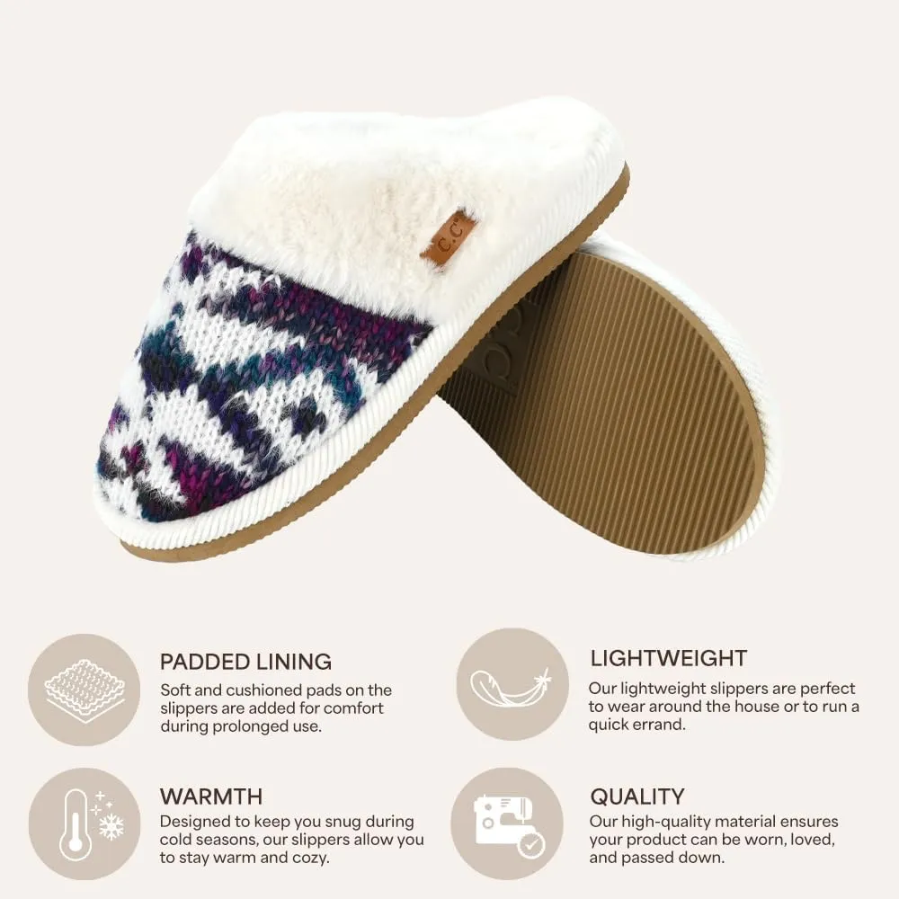 C.C Multi-Option Colorful Slip-On Slippers With Faux Fur Lining Indoor-Outdoor House For Women