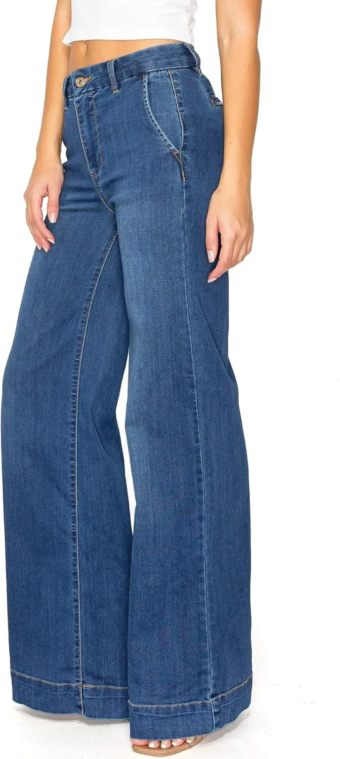 Celebrity Pink Women's Juniors High Rise Sleek Wide Leg Trouser Jeans