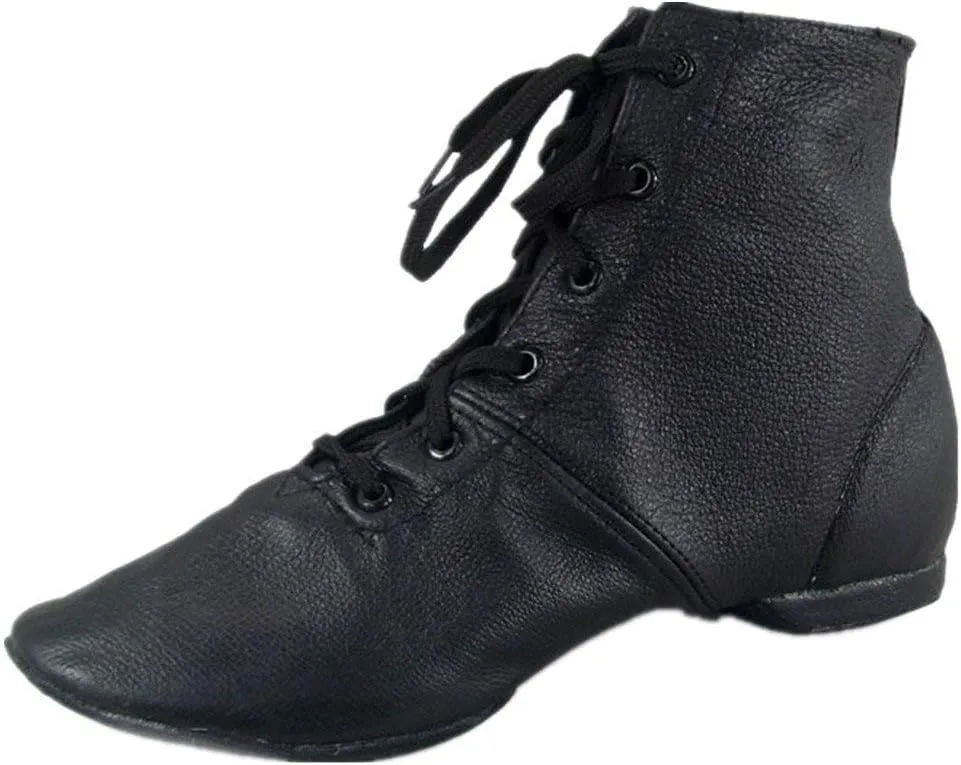 Cheapdancing Children’s Practice Dancing Shoes Soft Leather Flat Lace-up Jazz Boots (Little Kid/Big Kid)