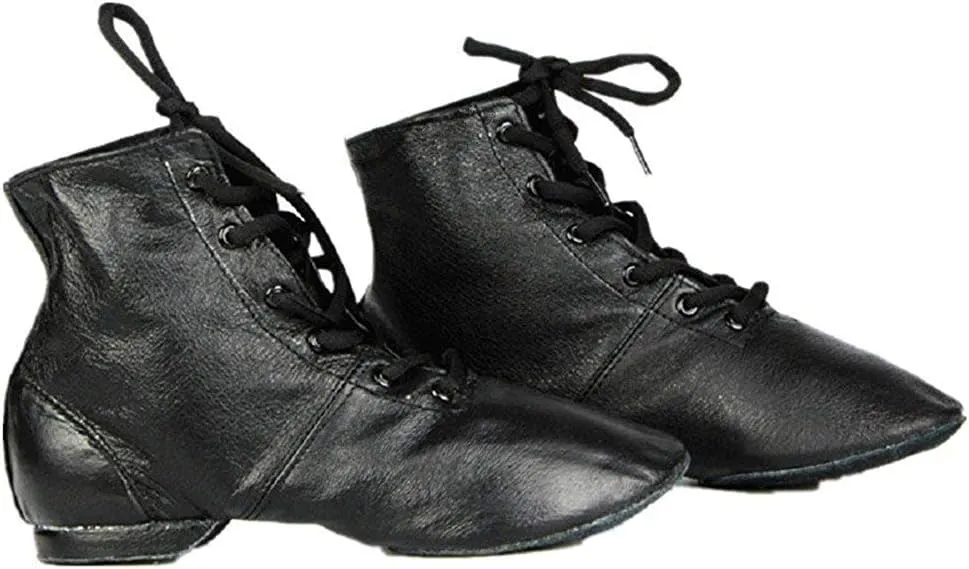 Cheapdancing Children’s Practice Dancing Shoes Soft Leather Flat Lace-up Jazz Boots (Little Kid/Big Kid)