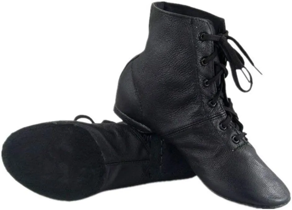 Cheapdancing Children’s Practice Dancing Shoes Soft Leather Flat Lace-up Jazz Boots (Little Kid/Big Kid)