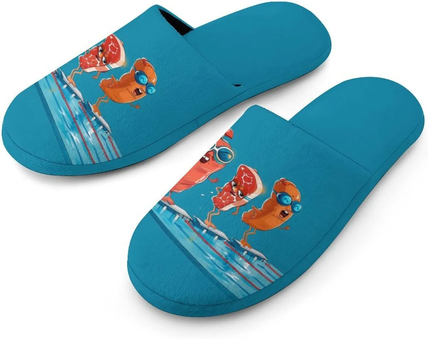 Chicken Bacon Beef Swimming Funny Men's Slipper Non Slip Comfortable Winter Warm Home House Shoes Indoor Slippers