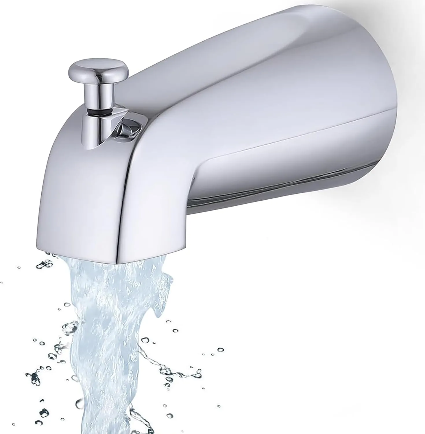 Chrome Tub Spout, Universal Bathtub Spout Slip-On Bathtub with Diverter, All Metal Slip Fit Bathroom Tub Spout with Pull-Up Diverter, Fits 1/2" Copper Tube