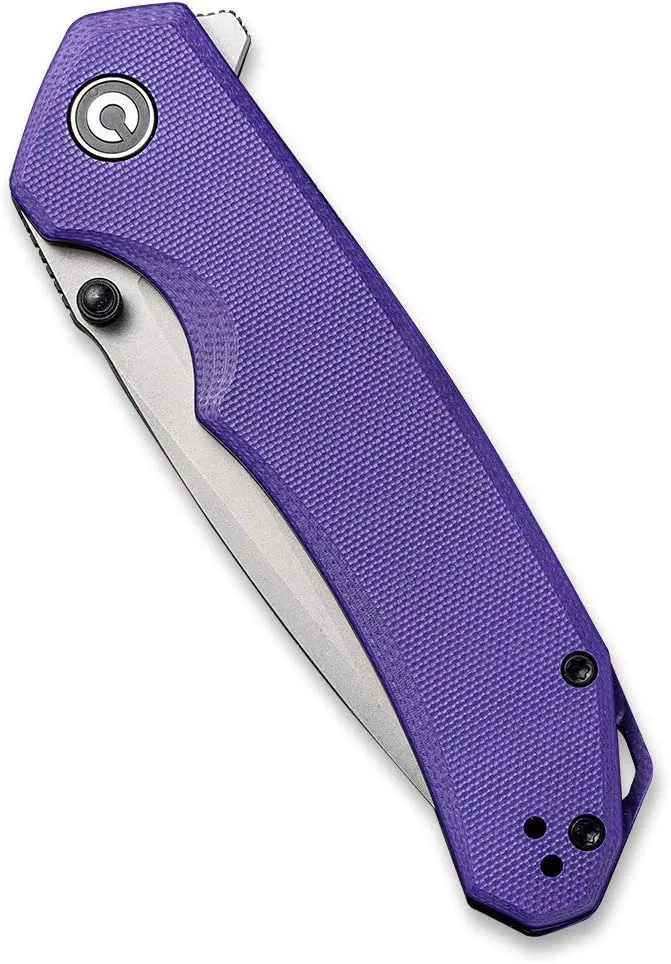 CIVIVI Brazen Folding Pocket Knife,3.5-Inch Tanto D2 Plain Blade,G-10 Outdoor Camping Hiking Knife with Thumb Studs and Flipper opener,Unique Tool Gift for EDC Men Women C2023A (Purple)