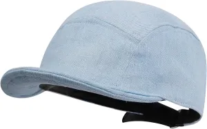 Clakllie Stylish Short Bill Hat Denim Baseball Cap Soft Flat Brim Snapback Hats Trucker Hat Casual Dad Hats Hip Hop Cadet Cap