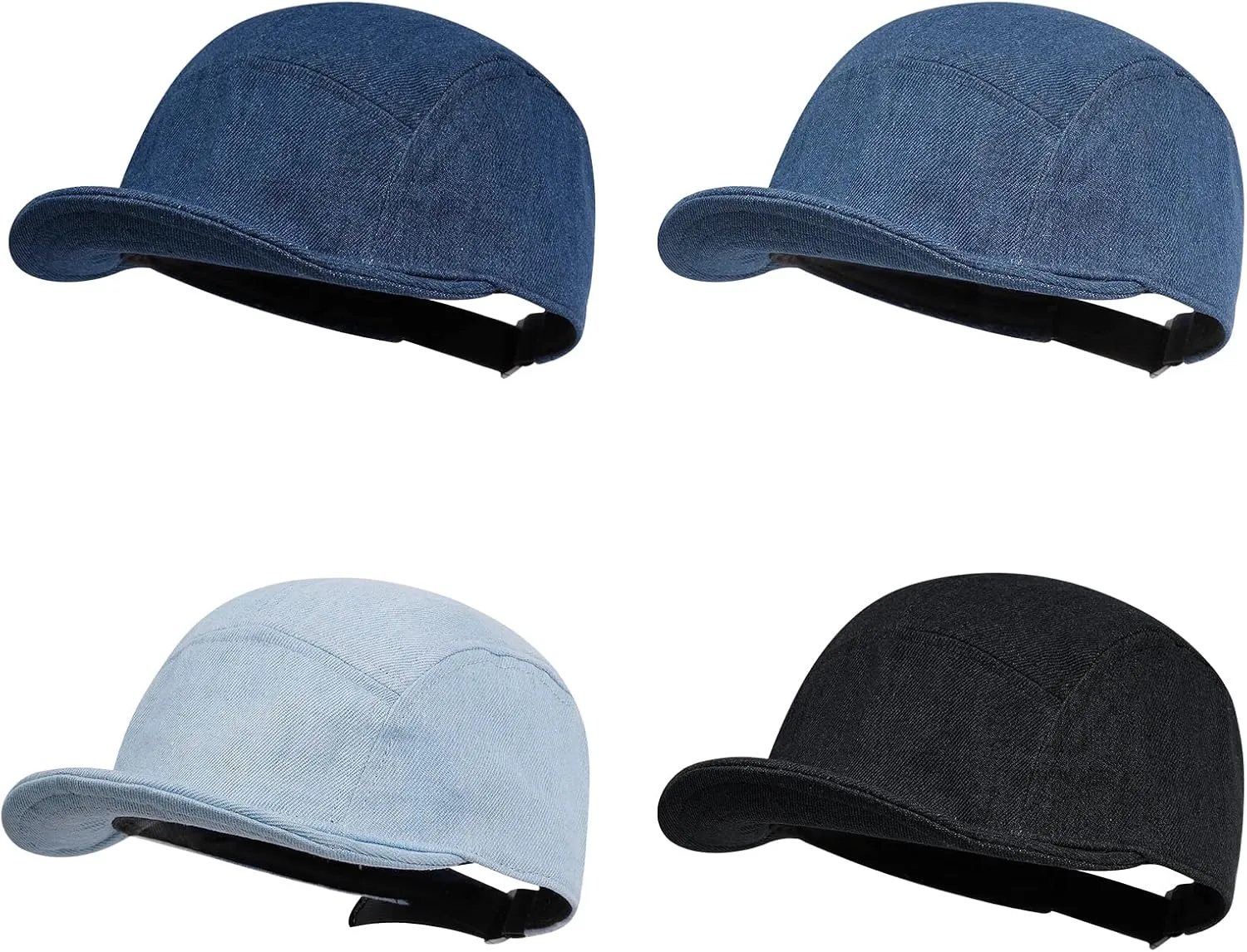 Clakllie Stylish Short Bill Hat Denim Baseball Cap Soft Flat Brim Snapback Hats Trucker Hat Casual Dad Hats Hip Hop Cadet Cap