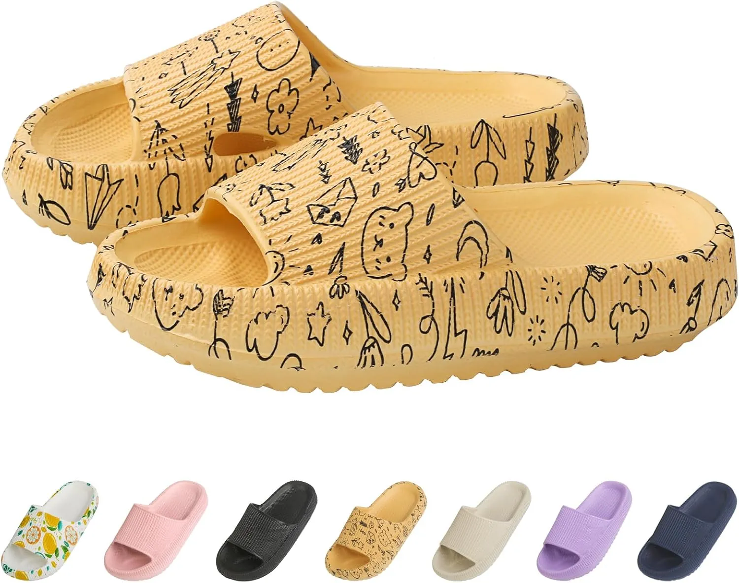 Cloud Slides for Kids, Non-Slip Slipper, Quick Drying Sandals for Boys and Girls, Home Shower Bathroom Beach Shoes for Toddler