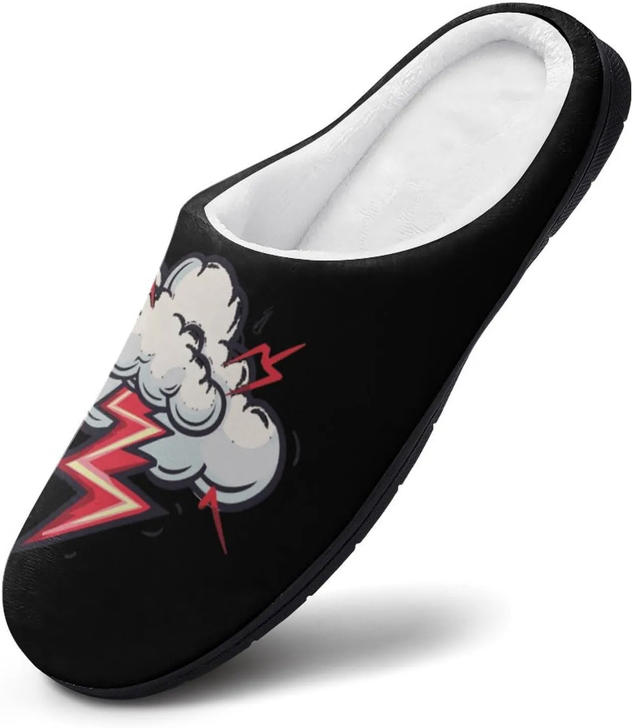 Cloud Thunder Mens Slippers Casual Slip On Warm House Shoes with Rubber Sole Indoor Outdoor