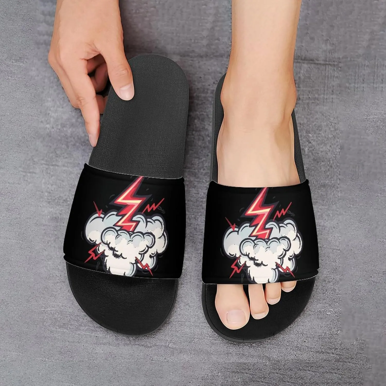 Cloud Thunder Slippers for Women Men Anti-Slip Shower Slides Open Toe Slippers for Home Outdoor Beach