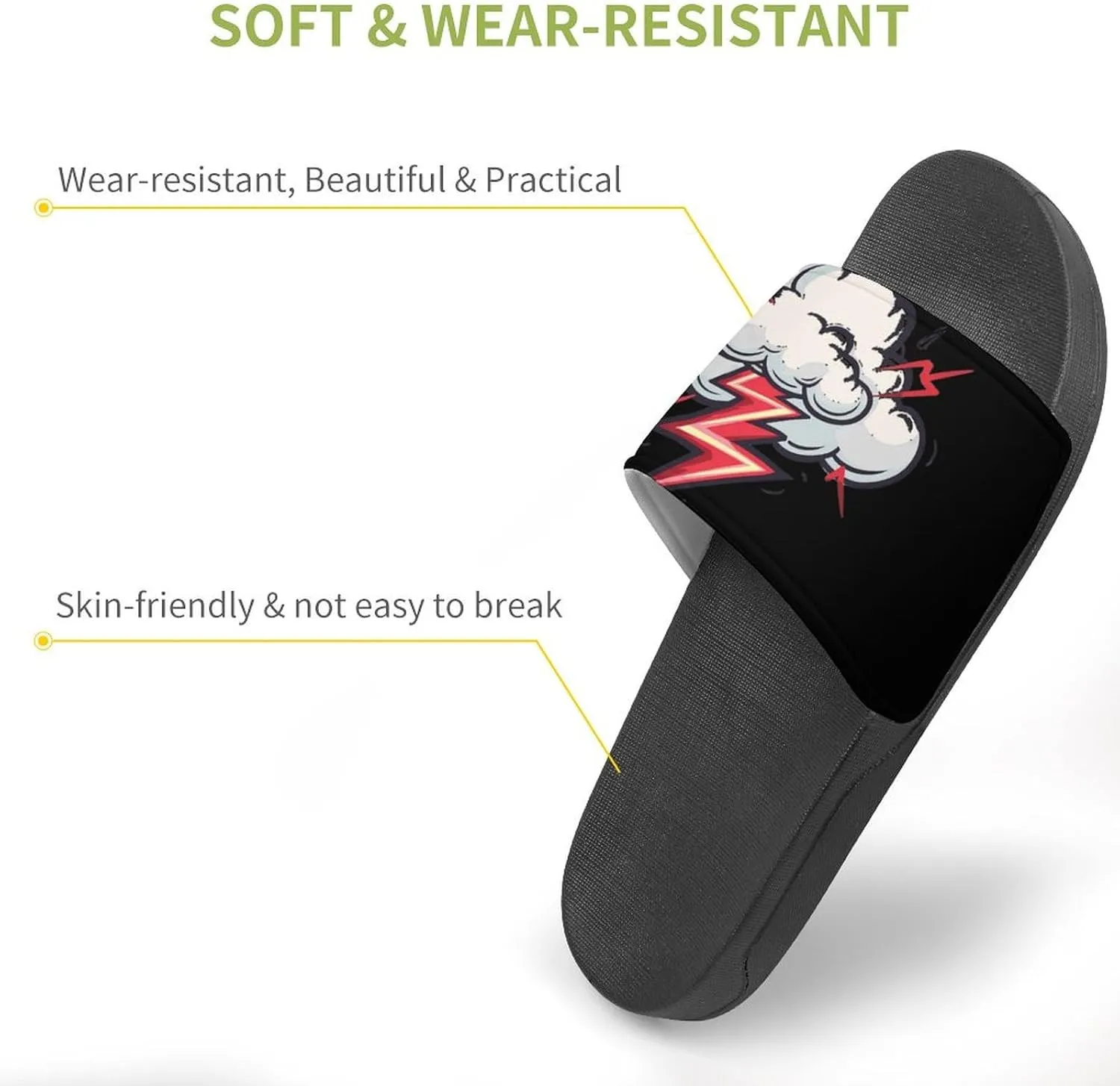 Cloud Thunder Slippers for Women Men Anti-Slip Shower Slides Open Toe Slippers for Home Outdoor Beach