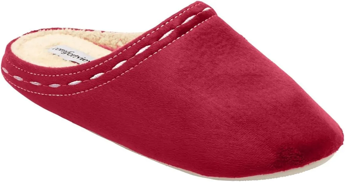 Comfortview Women's Wide Width Stitched Clog Slipper
