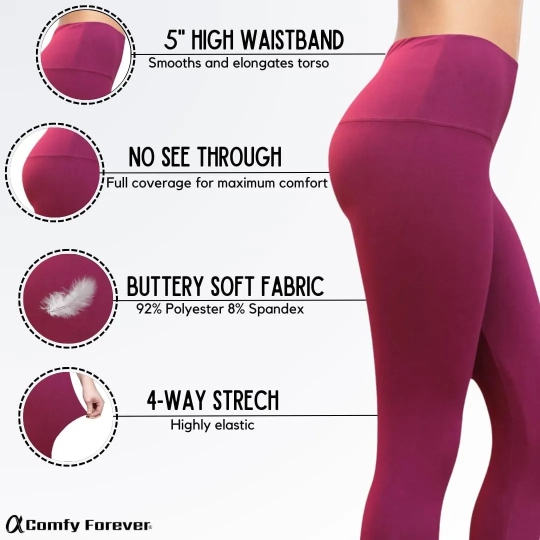 COMFY FOREVER Leggings for Women W/5' High Waist Tummy Control Ankle Length Pants