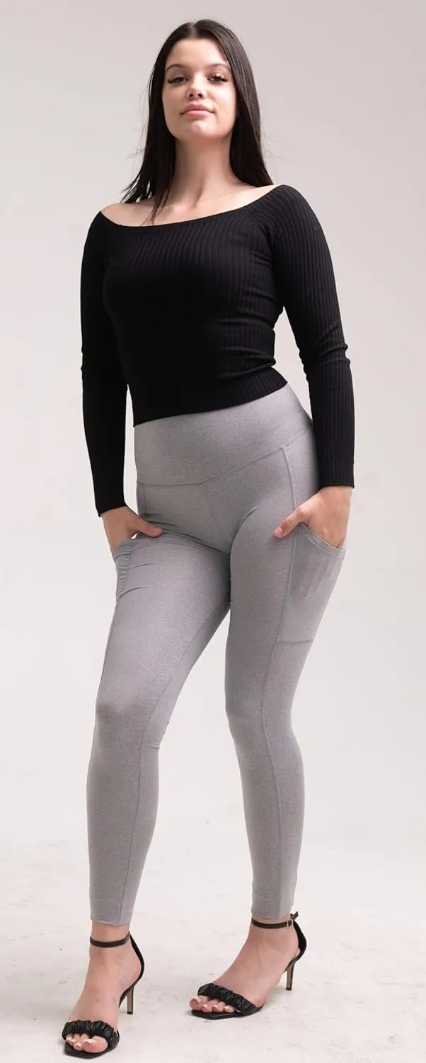 COMFY FOREVER Pocket Leggings for Women W/5' High Waist Tummy Control Ankle Length Pants